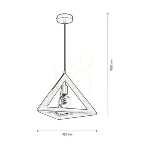 Trigonon Pendant Light, 1xE27, Max. 60W, Birch/Black Metal/Black PVC Cable, 42 cm small 2