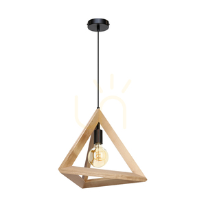 Trigonon Pendant Light, 1xE27, Max. 60W, Birch/Black Metal/Black PVC Cable, 42 cm small 0
