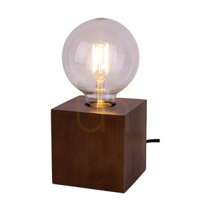 Trongo Square Table Lamp, 1xE27, Max. 25W, Beech and Walnut Wood, Black PVC Cable, 10 cm small 1