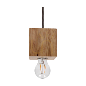 Trongo Square Pendant Light, 1xE27, Max. 60W, Oiled Oak/Anthracite, Braided Cable 10 cm small 1