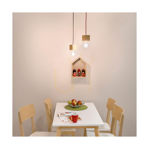 Trongo Square Pendant Light, 1xE27, Max. 60W, Oiled Oak/Anthracite, Braided Cable 10 cm small 3