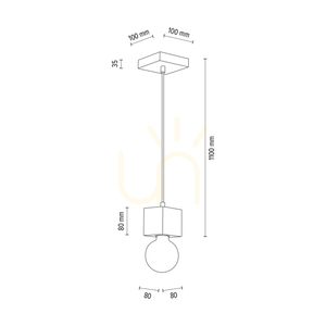 Trongo Square Pendant Light, 1xE27, Max. 60W, Oiled Oak/Anthracite, Braided Cable 10 cm small 4