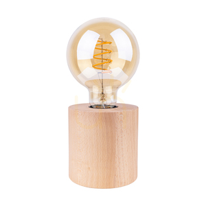 Trongo Round Table Lamp, 1xE27, Max. 25W, Beech Wood/Black PVC Cable, Ø9.5 cm small 0