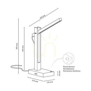 Tukan Table Lamp, 1xLED, 3000K, 5.5W, Birch/Anthracite, Braided Cable with Touch Dimmer, 45 cm small 2
