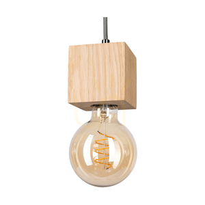 Trongo Square Pendant Light, 3xE27, Max. 60W, Oiled Oak/Anthracite, Braided Cable, 52 cm small 2