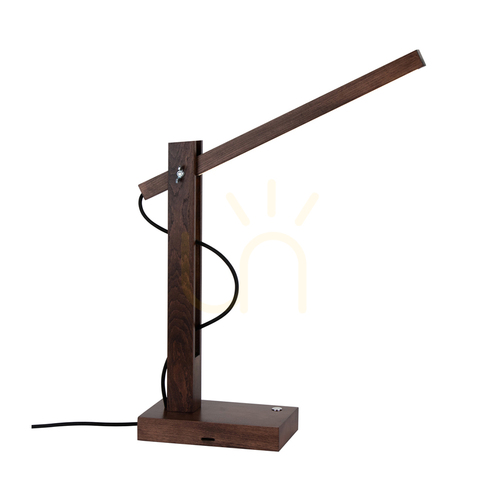 Check Tukan Table Lamp, 1xLED, 3000K, 5.5W, Beech and Walnut Wood, Black Braided Cable with Touch Dimmer, 45 cm