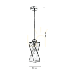 Twist Pendant Light, 1xE27, Max. 25W, Chrome Metal / Transparent PVC Cable / Smoked Glass Shade, 10 cm small 3