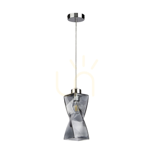 Twist Pendant Light, 1xE27, Max. 25W, Chrome Metal / Transparent PVC Cable / Smoked Glass Shade, 10 cm small 0