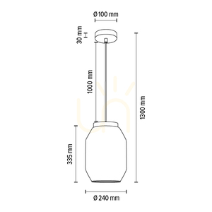 Vaso Pendant Light 1xE27 Max. 60W Oiled Oak / Transparent PVC Cable / Transparent Glass Shade Ø24 cm small 2