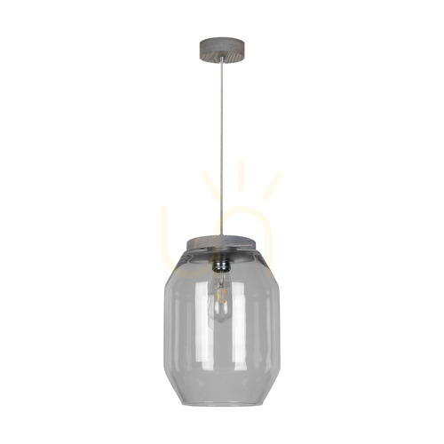 Check Vaso Pendant Light, 1xE27, Max. 60W, Gray-Stained Pine, Transparent PVC Cable, Smoked Glass Shade, Ø24 cm
