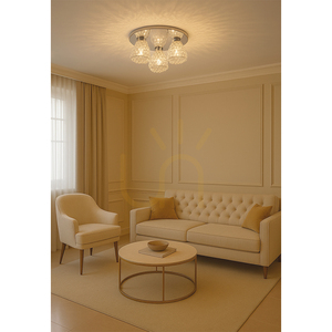Vegas Ceiling Light, 3xG9, Max. 33W, Chrome Metal/Clear Glass Shade, Ø41 cm small 1