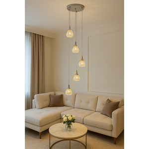 Vegas 5xG9 Pendant Light, Max. 33W, Chrome Metal/Clear Glass Shade, Ø32 cm small 1