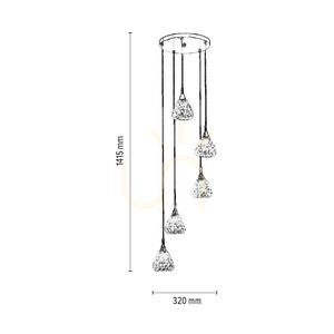 Vegas 5xG9 Pendant Light, Max. 33W, Chrome Metal/Clear Glass Shade, Ø32 cm small 2