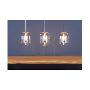 Vaso Pendant Light, 3xE27, Max. 60W, Oiled Oak / Transparent PVC Cable / Transparent Glass Shade, 85 cm small 4
