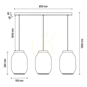 Vaso Pendant Light, 3xE27, Max. 60W, Oiled Oak / Transparent PVC Cable / Transparent Glass Shade, 85 cm small 5