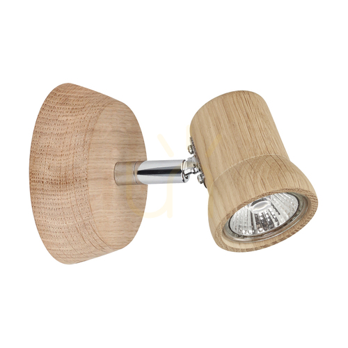 Check Venla Wall Sconce, Includes 1 GU10 Socket, Max. 5W, Oiled Oak/Chrome Metal, 14 cm