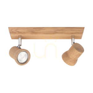 Venla Ceiling Light, Includes 2xGU10 Sockets, Max. 5W, Oiled Oak/Chrome Metal, 29 cm small 1