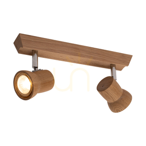 Venla Ceiling Light, Includes 2xGU10 Sockets, Max. 5W, Oiled Oak/Chrome Metal, 29 cm small 2