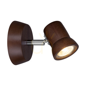 Venla Wall Sconce, Includes 1 GU10 Socket, Max. 5W, Beech and Walnut Wood / Chrome Metal, 14 cm small 1