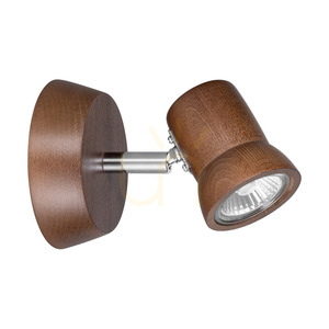 Venla Wall Sconce, Includes 1 GU10 Socket, Max. 5W, Beech and Walnut Wood / Chrome Metal, 14 cm small 0