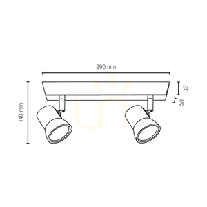 Venla Ceiling Light, Includes 2xGU10 Sockets, Max. 5W, Birch/Chrome Metal, 29 cm small 3