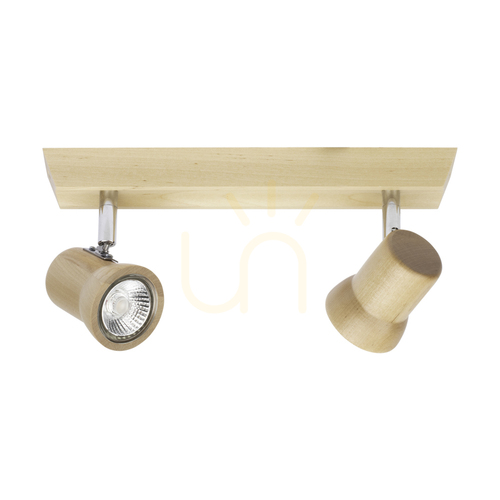 Check Venla Ceiling Light, Includes 2xGU10 Sockets, Max. 5W, Birch/Chrome Metal, 29 cm