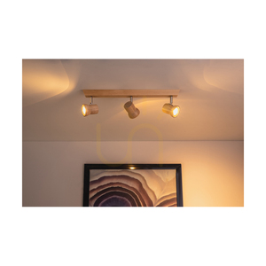 Venla Ceiling Light, Includes 3xGU10 Sockets, Max. 5W, Birch/Chrome Metal, 49 cm small 3