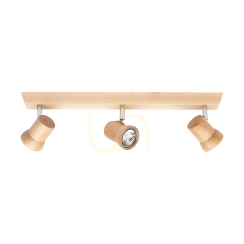 Check Venla Ceiling Light, Includes 3xGU10 Sockets, Max. 5W, Birch/Chrome Metal, 49 cm