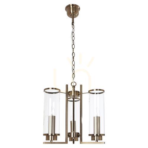 Check Verdi Pendant Light, 3xE14, Max. 40W, Metal Patina/Transparent Glass Shade, Ø41 cm
