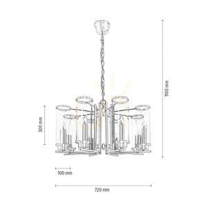 Verdi Pendant Light, 8xE14, Max. 40W, Metal Patina/Clear Glass Shade, Ø72 cm small 2