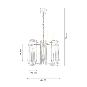 Verdi Pendant Light, 5xE14, Max. 40W, Metal Patina/Transparent Glass Shade, Ø58 cm small 2