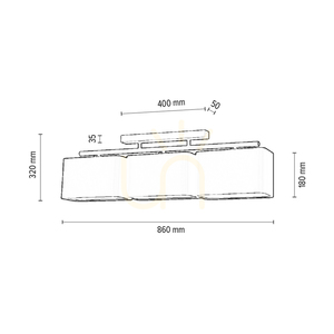 Vertigo Ceiling Light, 3xE27, Max. 25W, White Metal/Black Shade, 86 cm small 2
