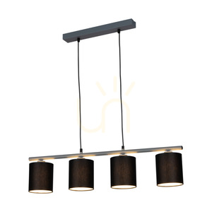 Vertigo Pendant Light, 4xE27, Max. 25W, Gray Metal/Black PVC Cable/Black Lampshade, 86 cm small 1