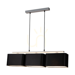Vertigo Pendant Light, 3xE27, Max. 25W, White Metal/Black PVC Cable/Black Lampshade, 86 cm small 1