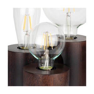 Vincent Round Table Lamp, 3xE27, Max. 15W, Beech and Walnut Wood, Black PVC Cable, 19.5 cm small 1