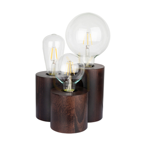 Vincent Round Table Lamp, 3xE27, Max. 15W, Beech and Walnut Wood, Black PVC Cable, 19.5 cm small 0