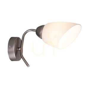 Viletta Wall Sconce 1xE27 Max. 60W Satin Metal/White Glass Shade 29 cm small 1
