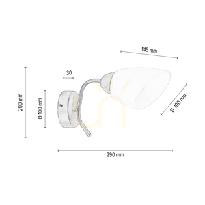 Viletta Wall Sconce 1xE27 Max. 60W Satin Metal/White Glass Shade 29 cm small 3