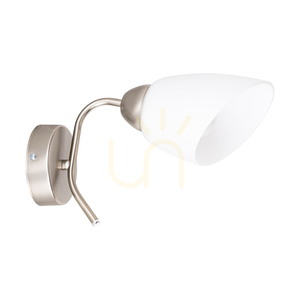 Viletta Wall Sconce 1xE27 Max. 60W Satin Metal/White Glass Shade 29 cm small 0