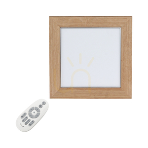 Vivica Square Ceiling Light, 1xLED, 2700–6200K, 46W, Oiled Oak/White Glass Shade with Remote Control, 62 cm small 2