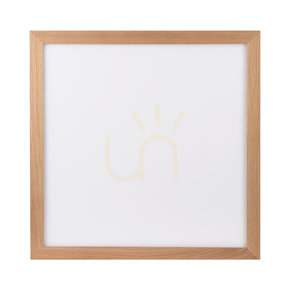 Vivica Square Ceiling Light, 1xLED, 2700–6200K, 46W, Oiled Oak/White Glass Shade with Remote Control, 62 cm