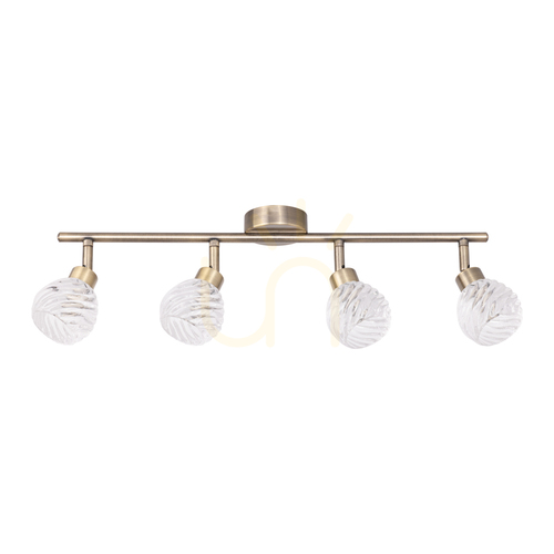Check Wave Ceiling Light, 4xG9, Max. 28W, Metal Patina/Transparent Glass Shade, 59.8 cm