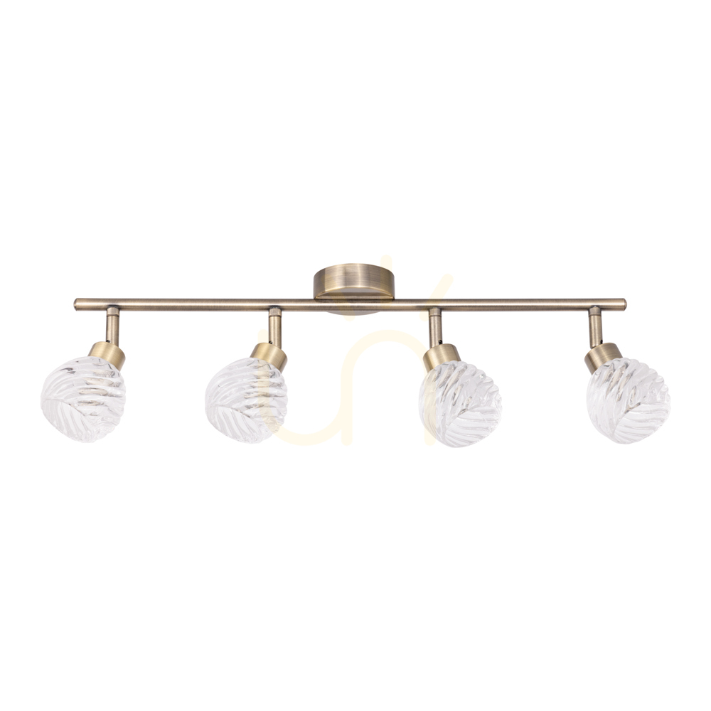 Wave Ceiling Light, 4xG9, Max. 28W, Metal Patina/Transparent Glass Shade, 59.8 cm