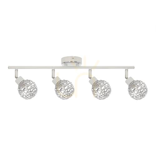 Check Virgo Ceiling Light, 4xG9, Max. 40W, White Metal/Chrome-Plated Metal Shade, 62 cm