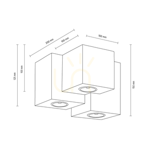 Wooddream Square Ceiling Light, 3xGU10, Max. 6W, Birch, 20 cm small 2