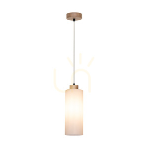 Zefir Pendant Light, 1xE27, Max. 60W, Oiled Oak / Transparent PVC Cable / White Glass Shade, Ø12 cm small 1