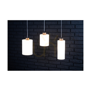 Zefir Pendant Light, 1xE27, Max. 60W, Oiled Oak / Transparent PVC Cable / White Glass Shade, Ø12 cm small 3