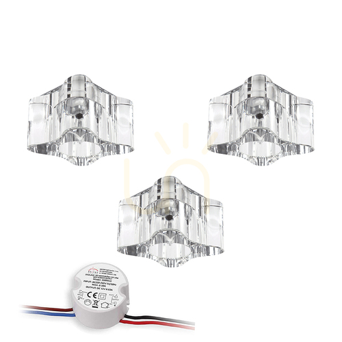 Check Cristaldream Ceiling Light Set, Includes 3xG4 LED Bulbs (Max. 2.3W), Clear Glass, with Power Supply, 8 cm