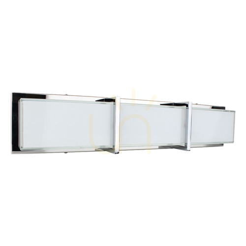 Check Zoey Wall Sconce, Includes LED 3000K 27W, Chrome Metal/White Glass Shade, 64 cm