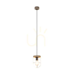 Netuno Pendant Light 1xE27 Max. 60W Stained Pine Gray/Black Metal/Black PVC Cable/Silver Metal Shade Ø15 cm small 1